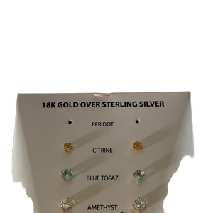 RH Macy & Co Genuine Gemstone Earrings Set 18K Gold
